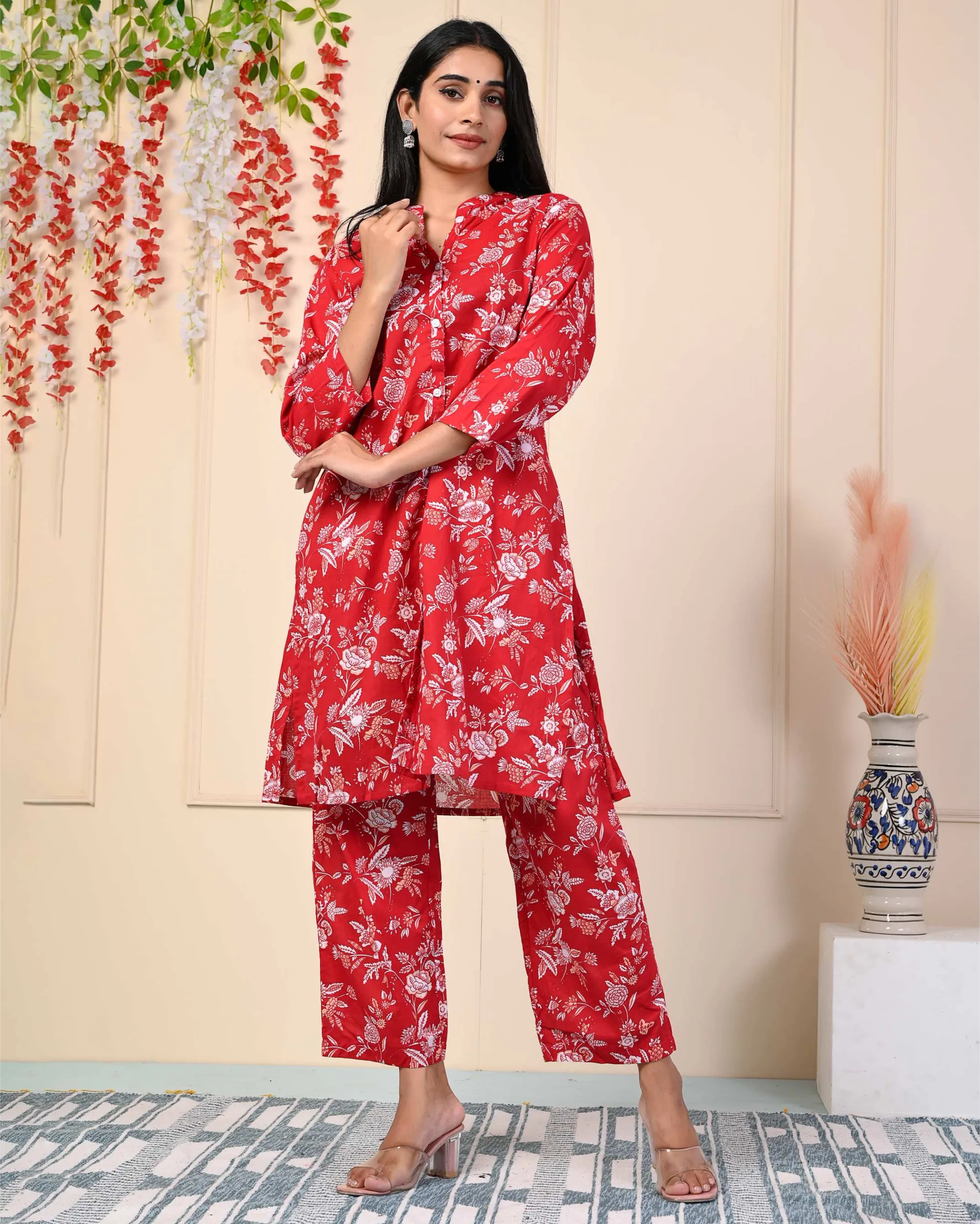 Red blooming co-ord set - Image 5