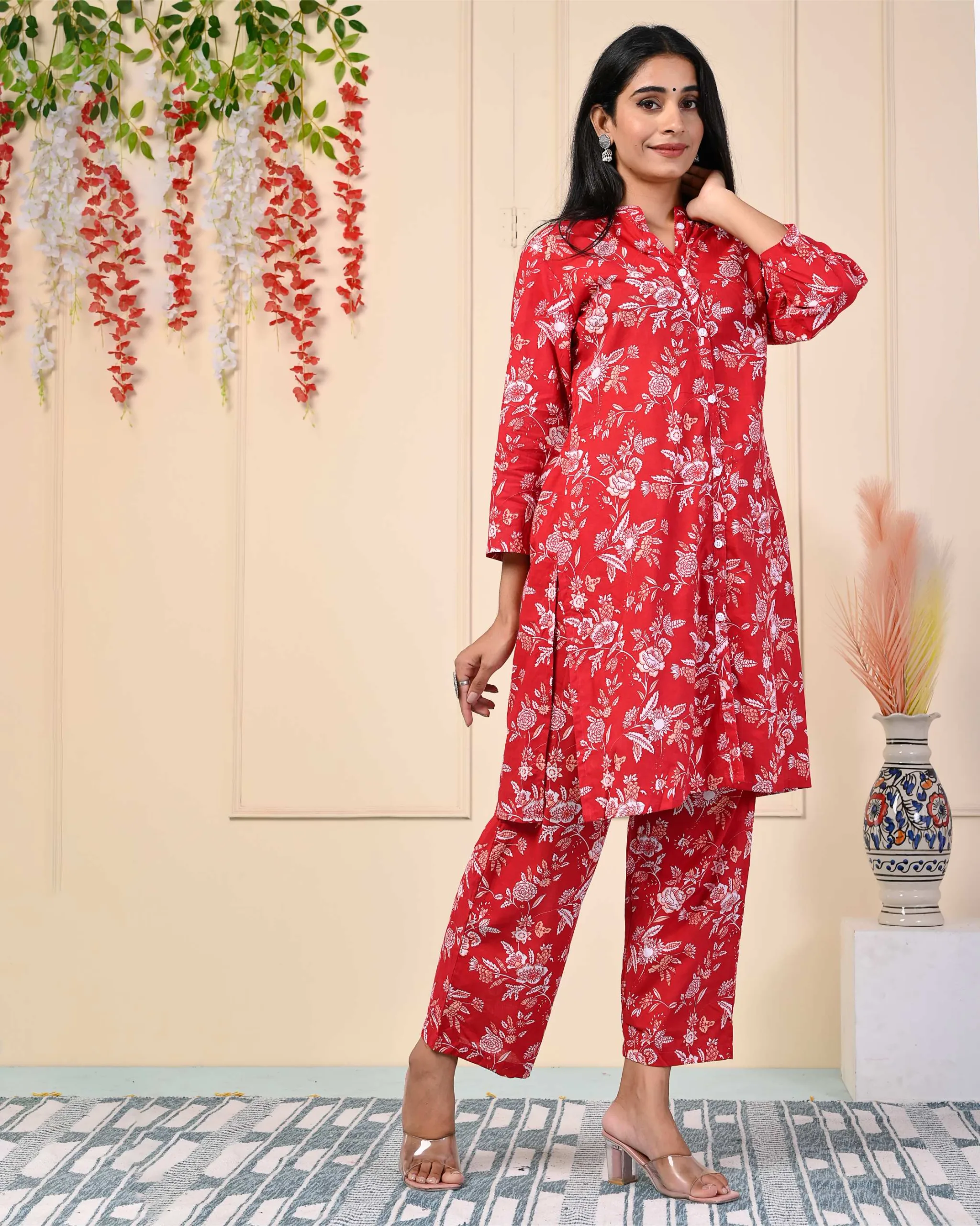 Red blooming co-ord set - Image 3