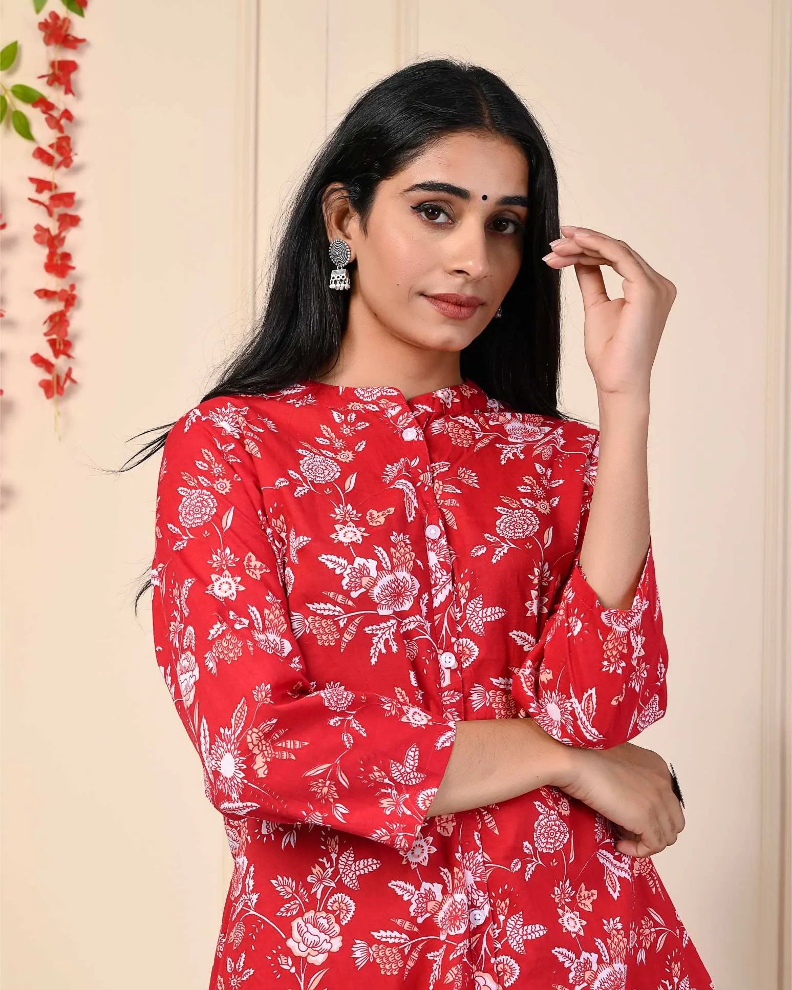 Red blooming co-ord set